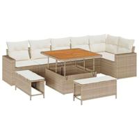 Tuinbankenset 9 pcs Beige poly rattan - thumbnail