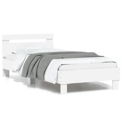 Bedframe met hoofdbord en LED-verlichting wit 90x190 cm Bedframe met hoofdbord en LED-verlichting wit 90x190 cm