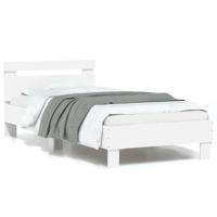 Bedframe met hoofdbord en LED-verlichting wit 90x190 cm - thumbnail