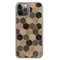 iPhone 12 (Pro) hybride hoesje - Kubus groen bruin - thumbnail