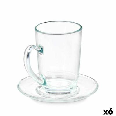 Kopje met schoteltje Vivalto 41089 41089 Transparant Glas 200 ml (6 Stuks)