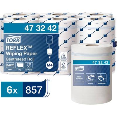 Tork Reflex Wiping poetspapier, centerfeed, 1-laags, systeem M4, pak van 6 rollen Tork Reflex Wiping poetspapier, centerfeed, 1-laags, systeem M4, pak van 6 rollen