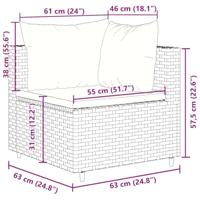 5-delige Loungeset met kussens poly rattan zwart - thumbnail
