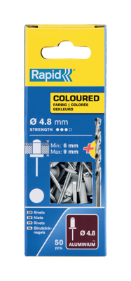 Rapid Blindklinknagels Wit | Ø4,8 x 12 mm | Incl. Boor | 50 Stuks - 5001468