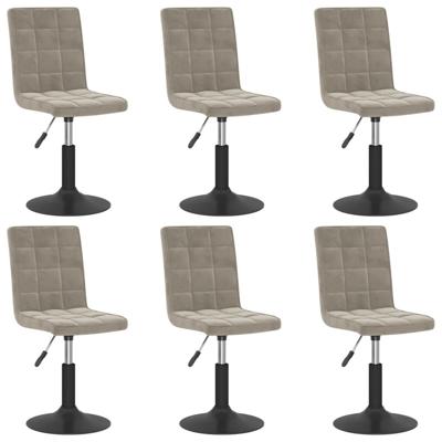 Eetkamerstoelen draaibaar 6 st fluweel lichtgrijs