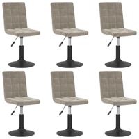 Eetkamerstoelen draaibaar 6 st fluweel lichtgrijs - thumbnail