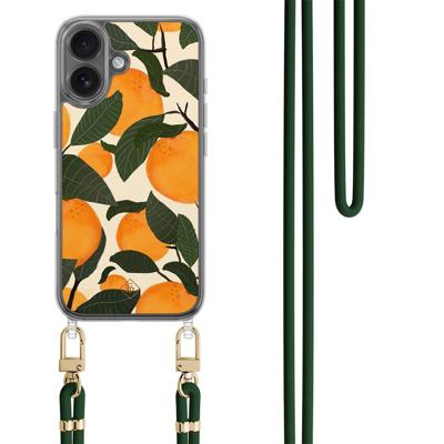 iPhone 17 hoesje met groen koord - Orange garden