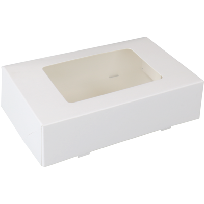 Gebaksdoos | karton + PET | 19x12.5x5cm | met venster | wit | 250 stuks