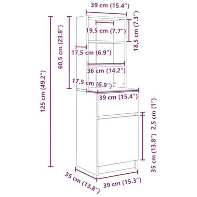 Nachtkastje 39x35x125 cm bewerkt hout wit