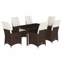 7-delige Tuinset met kussens poly rattan bruin - thumbnail