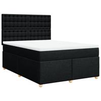 Boxspring met matras stof zwart 160x200 cm - thumbnail
