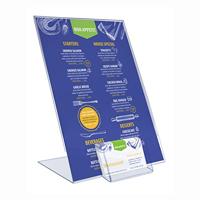 Kaarthouder Europel L-standaard A4 staand acryl met visitekaartbakje - thumbnail