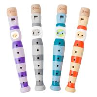 Classic World houten fluit met strepen - thumbnail