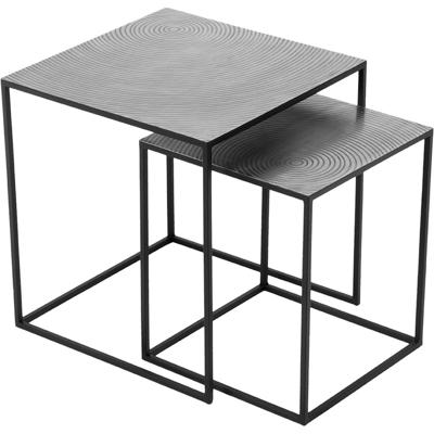 Bijzettafel Set 2-delig Vierkant Zilver/Zwart Aluminium