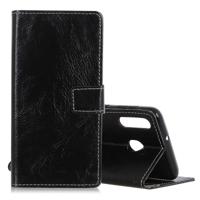 Retro Crazy Horse textuur horizontale Flip lederen case voor Galaxy M30/A40S met houder & kaartsleuven & fotolijstjes (zwart) - thumbnail