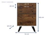 Ladekast DKD Home Decor Wit 70 x 40 x 105 cm Metaal Mangohout - thumbnail