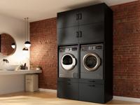 Kast WASHING 2 machines naast elkaar zwart met 4 opzetkasten - thumbnail