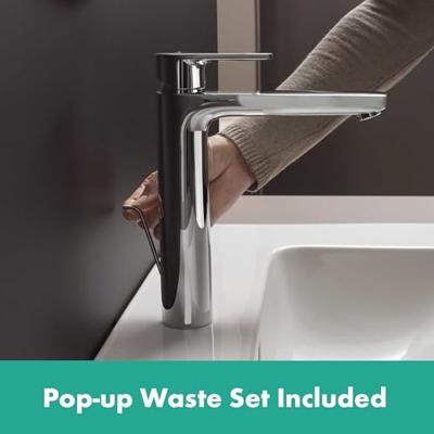 Wastafelmengkraan HansGrohe Vernis Blend 190 Eengreeps Met Trekwaste Chroom - thumbnail