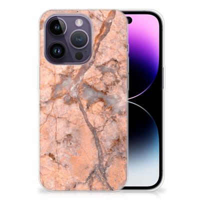 Apple iPhone 14 Pro | TPU | Siliconen hoesje | Marmer Oranje Apple iPhone 14 Pro | TPU | Siliconen hoesje | Marmer Oranje