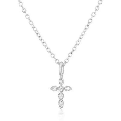 Elenza Zilveren Ketting met Kruishanger en Diamantjes - Tijdloze Elegantie