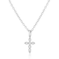 Elenza Zilveren Ketting met Kruishanger en Diamantjes - Tijdloze Elegantie - thumbnail