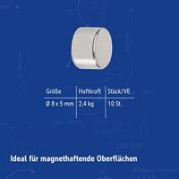 Magneet maul neodymium rond 8x5mm 2.4kg - thumbnail