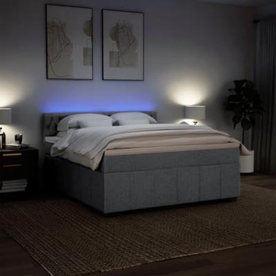 Boxspring met matras stof lichtgrijs 180x200 cm