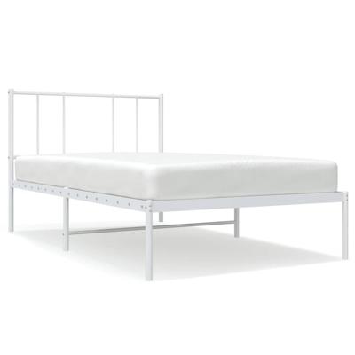 Bedframe met hoofdbord metaal wit 107x203 cm