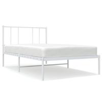 Bedframe met hoofdbord metaal wit 107x203 cm - thumbnail