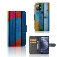 Apple iPhone 12 Mini | Book Style Case | Wood Heart - Cadeau voor je Vriend - thumbnail