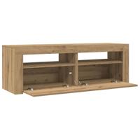 Tv-meubel met LED 120x35x40 cm bewerkt hout artisanaal eiken - thumbnail