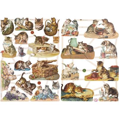 Creativ Company Vintage plaatjes, katten, vel 16,5x23,5 cm, 2 vel/ 1 doos