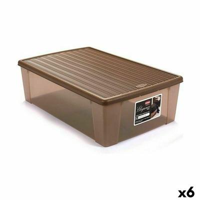 Opbergbak met Deksel Stefanplast Elegance Beige Plastic (6 Stuks)