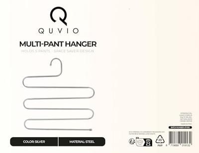 QUVIO Kledinghanger voor 5 broeken staal