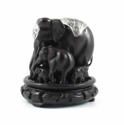Waxinelichthouder Polystone Olifant met Jong (14 cm)