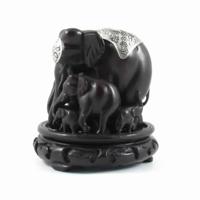 Waxinelichthouder Polystone Olifant met Jong (14 cm) - thumbnail