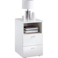 Nachtkastje Colima - 2 lades - hoogglans wit - Leen Bakker - thumbnail