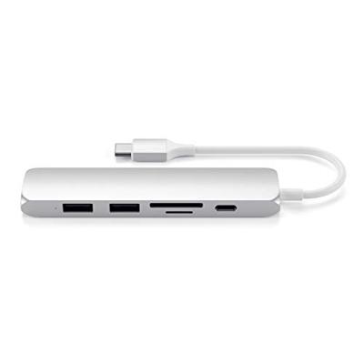 SATECHI USB-C Hub Slank Multipoort Adapter V2 Met 60W USB-C PD, 4K HDMI (60Hz), Micro/SD Kaartlezers, USB 3.0 - Voor M2/ M1 Macbook Pro/Air, M2/ M1 iPad Pro/Air, M2 Mac Mini, iMac M1 (Zilver)