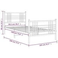 Bedframe met hoofd- en voeteneinde metaal wit 100x190 cm - thumbnail