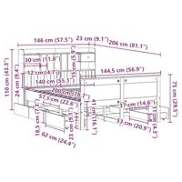 Bed met boekenkast zonder matras grenenhout wit 140x200 cm - thumbnail