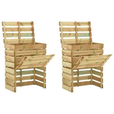 Tuincompostbakken 2 st 80x50x100 cm geïmpregneerd grenenhout