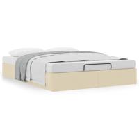 Bedframe zonder matras 140x190 cm stof crèmekleurig - thumbnail