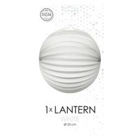 Globos Papieren lantaarn rond wit, 25cm - thumbnail