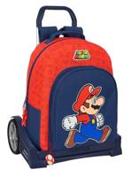 Schoolrugzak met Wielen Super Mario Trick Rood Donkerblauw 32 x 42 x 15 cm - thumbnail
