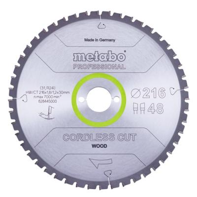 Metabo Cordless Cut Wood 628445000 Cirkelzaagblad 216 x 30 x 1.2 mm Aantal tanden: 48 1 stuk(s)
