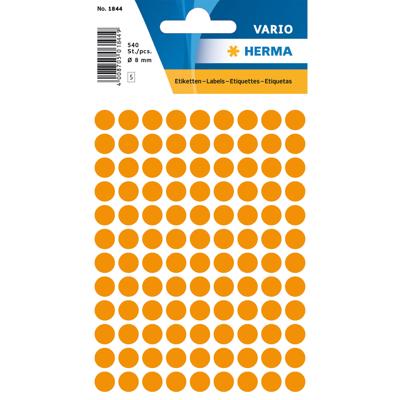 Etiket herma 1844 rond 8mm fluor oranje 540st Etiket herma 1844 rond 8mm fluor oranje 540st