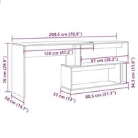 Hoekbureau 200,5x50x76 cm bewerkt hout oud houtkleurig - thumbnail