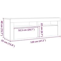 Tv-meubel met LED 120x35x40 cm bewerkt hout zwart eiken - thumbnail