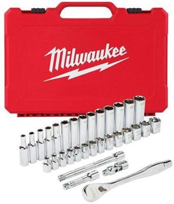 Milwaukee Accessoires 3/8” ratel en doppenset | metrisch | 32-delig - 4932464945