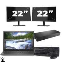 Dell Latitude 3510 - Intel Core i5-10e Generatie - 15 inch - Touch - 16GB RAM - 256GB SSD - Windows 11 Home + 2x 22 inch Monitor - thumbnail
